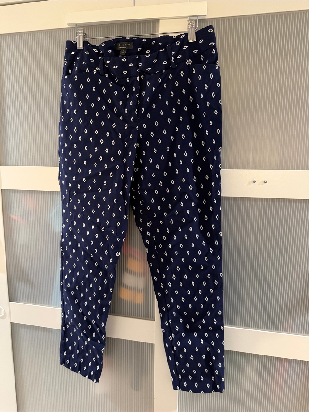 The Limited Navy Diamond-Print Pants